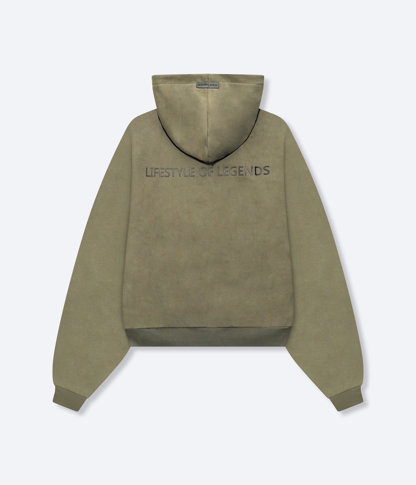 DopeBeyond Lifestyle of Legends Hoodie - Olive Green with back logo and ribbed cuffs