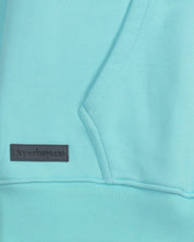 Dope Beyond aqua blue heavyweight hoodie with ribbed hem and logo patch detail