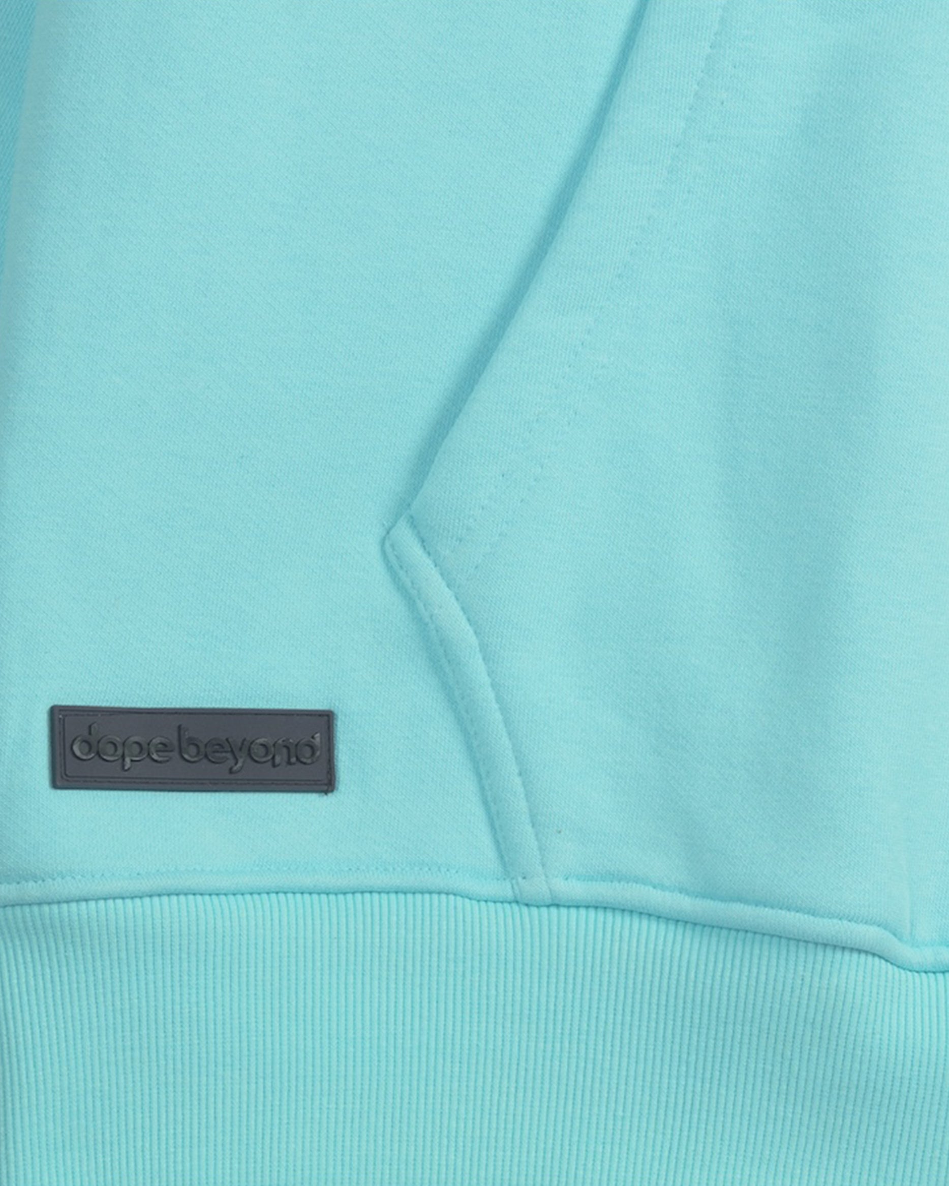 Dope Beyond aqua blue heavyweight hoodie with ribbed hem and logo patch detail