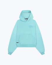 dopebeyond aqua blue heavyweight streetwear hoodie with kangaroo pocket and chest logo