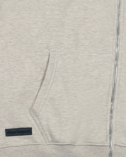 dopebeyond ecru melange heavyweight hoodie detail with pocket and logo patch