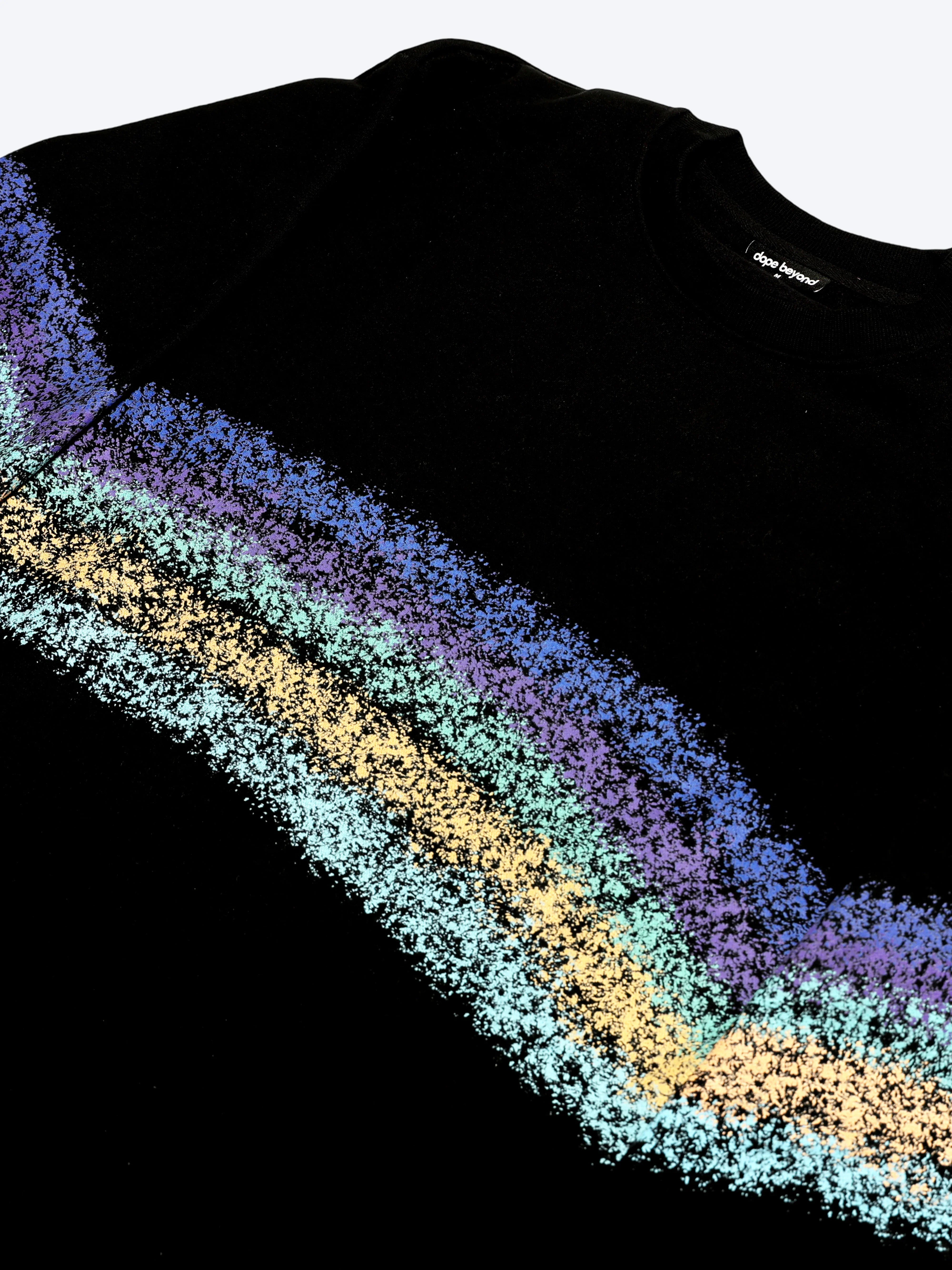 Dope Beyond heavyweight streetwear sweatshirt with pastel and blue graphic on black fabric