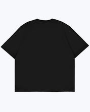 Solid black oversized streetwear t-shirt, back view, dopebeyond high-frequency apparel