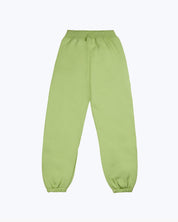 Back view of green heavyweight streetwear joggers from dopebeyond on white background