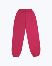 Dope Beyond heavyweight pink streetwear jogger pants, back view on white background