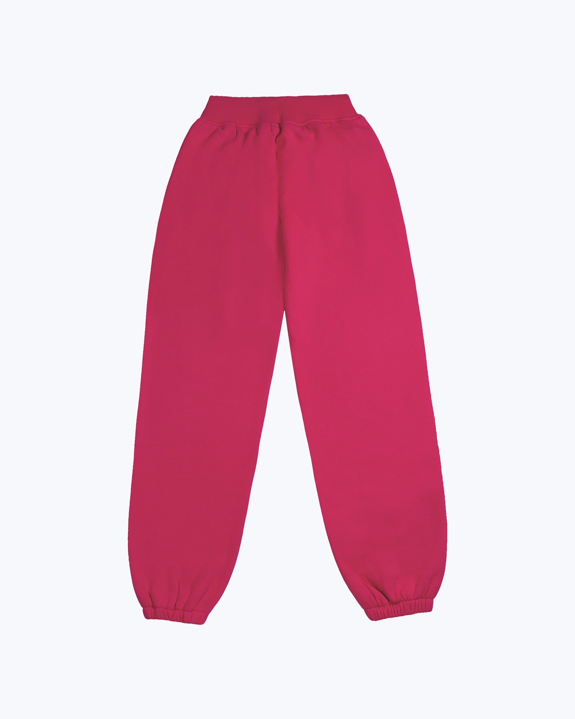 Dope Beyond heavyweight pink streetwear jogger pants, back view on white background
