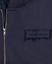 dopebeyond heavyweight streetwear hoodie in dark navy with branded patch and metal zipper