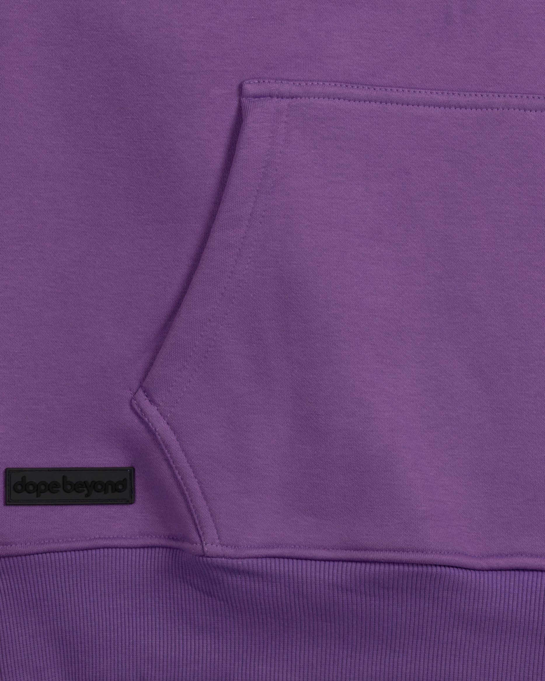 Dope Beyond hot pink heavyweight hoodie kangaroo pocket with logo patch, streetwear detail