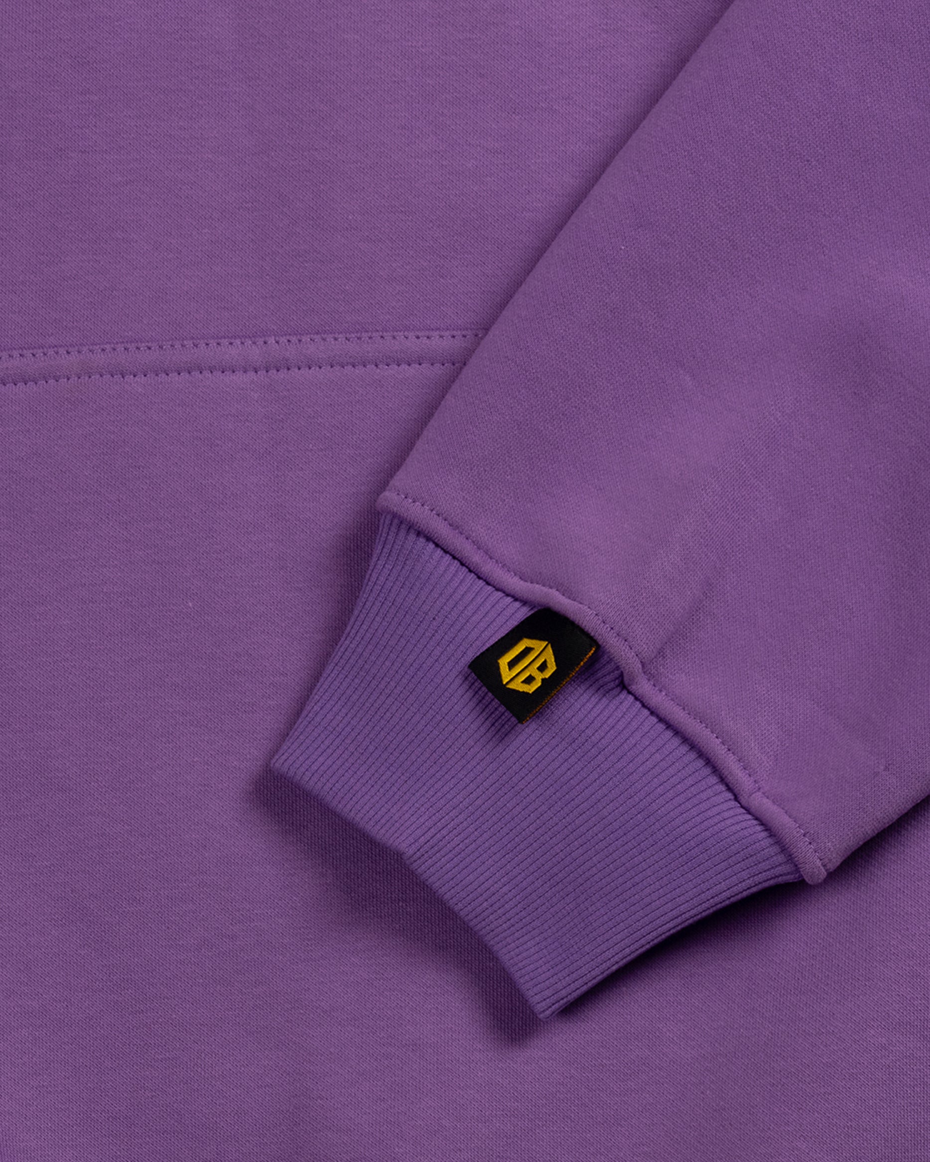 Dope Beyond hot pink heavyweight hoodie sleeve with DB logo tag, streetwear detail