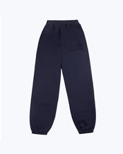 dopebeyond navy heavyweight jogger pants with front pocket and logo patch, streetwear style