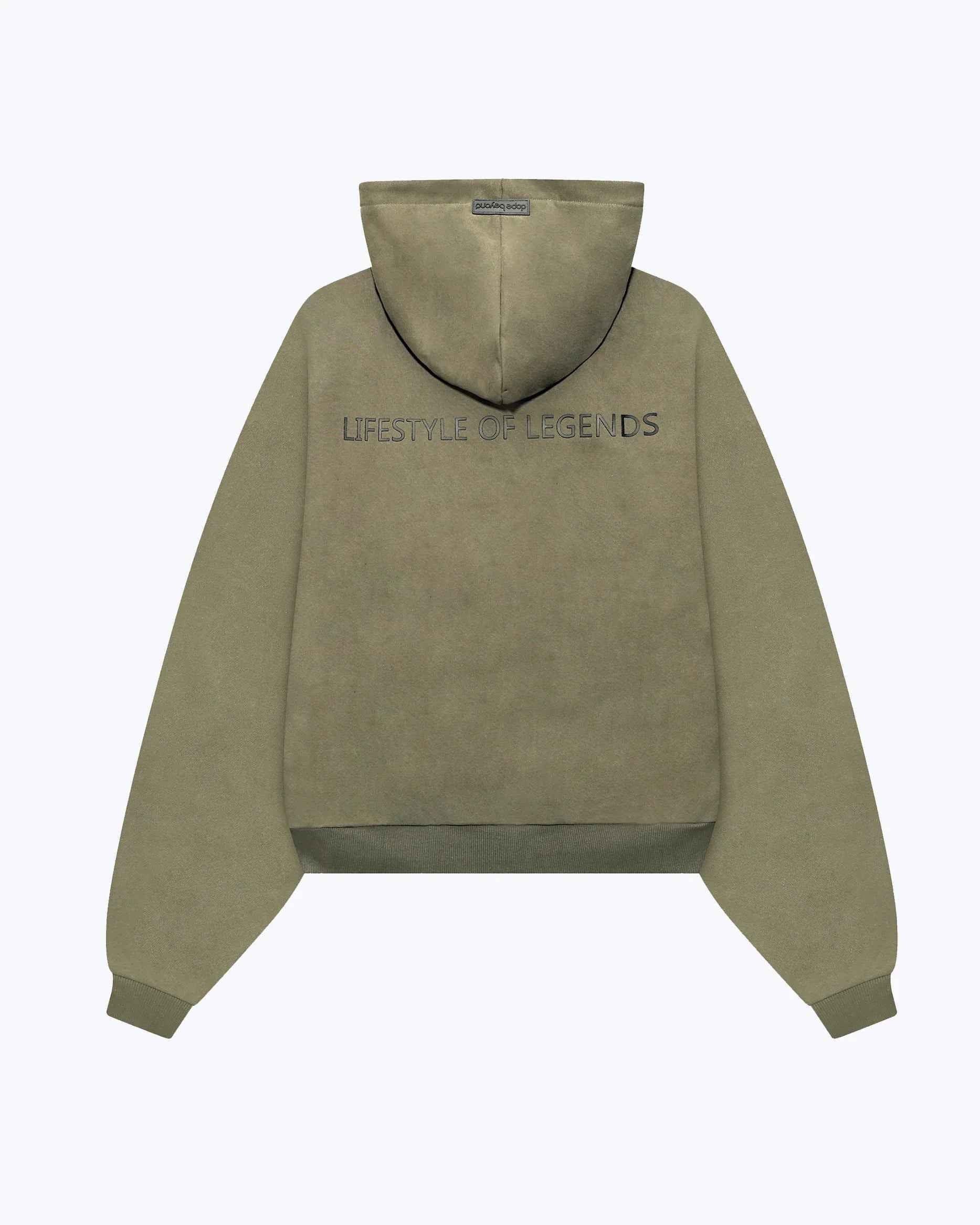 Olive green Legends oversized heavyweight hoodie by Dope Beyond, oversized streetwear fit
