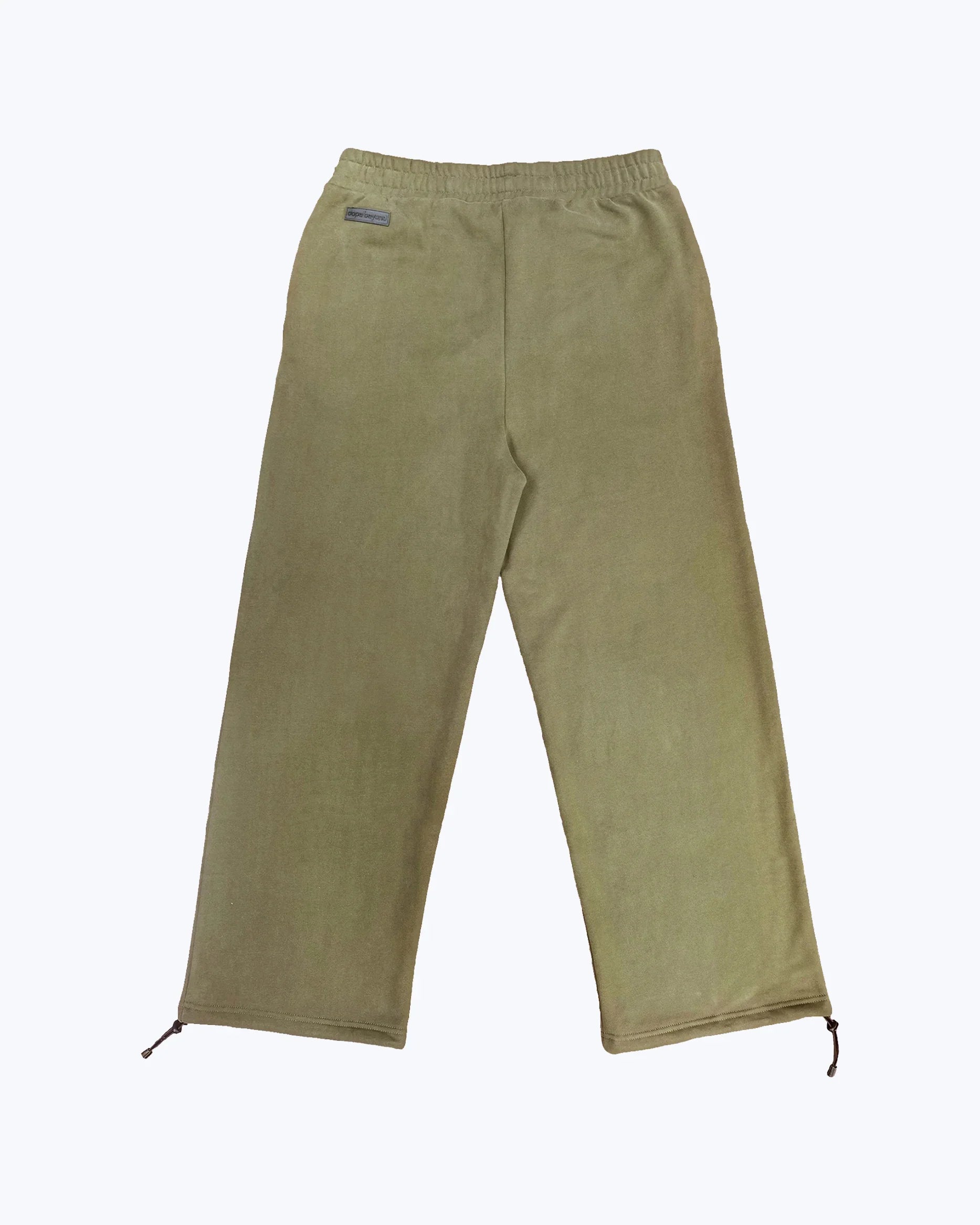dopebeyond heavyweight olive joggers with logo patch and adjustable drawstring hems