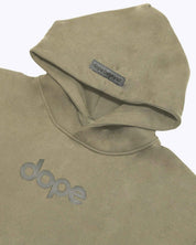 Olive green Legends oversized heavyweight hoodie by Dope Beyond, fabric detail