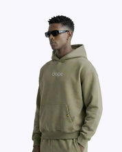 Olive green Legends oversized heavyweight hoodie by Dope Beyond, back view