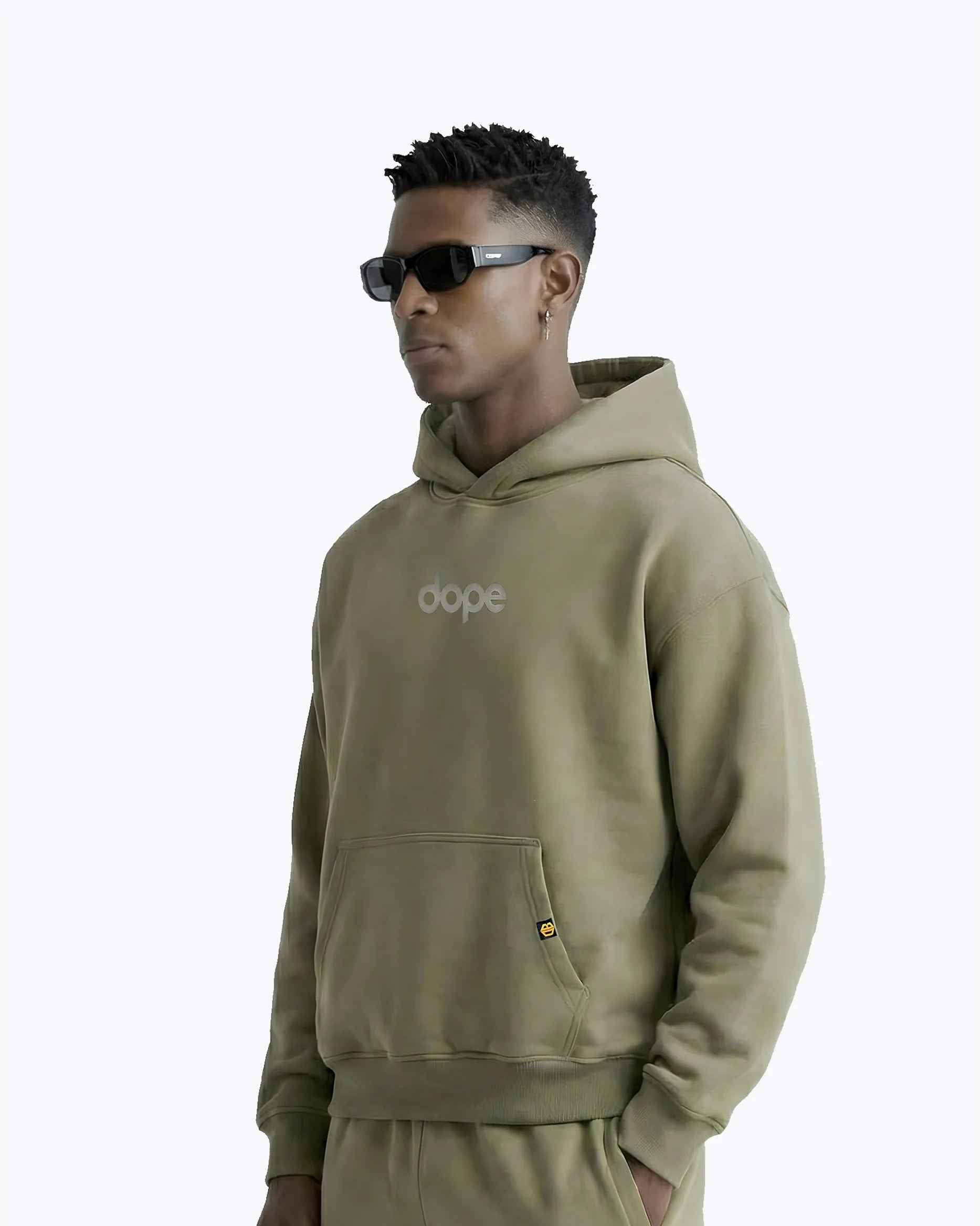 Olive green Legends oversized heavyweight hoodie by Dope Beyond, back view