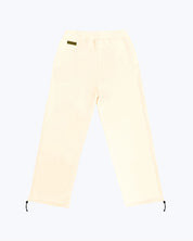 Beige heavyweight jogger pants with drawstring cuffs, streetwear by DopeBeyond