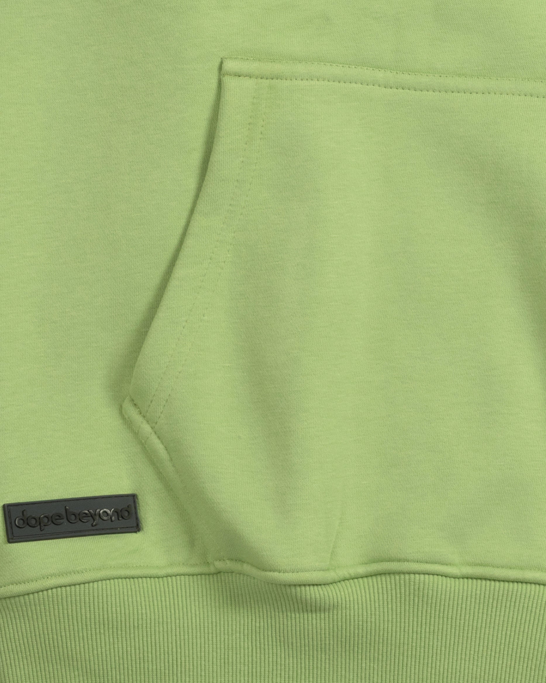 dopebeyond green heavyweight streetwear hoodie front pocket and logo patch detail