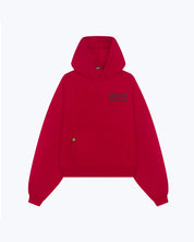 Red 222 angel number hoodie by Dope Beyond, fabric detail