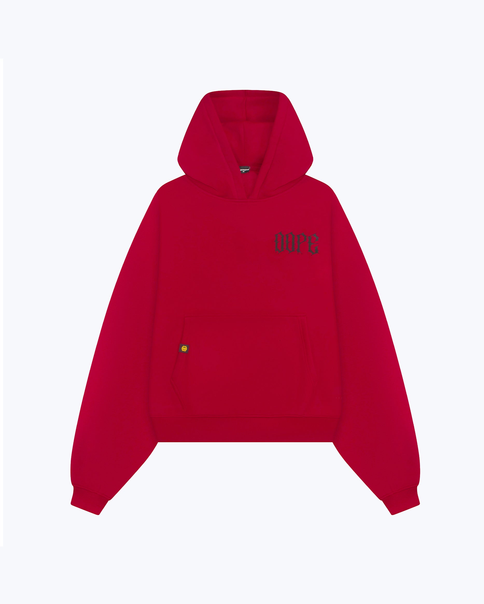 Red 222 angel number hoodie by Dope Beyond, fabric detail