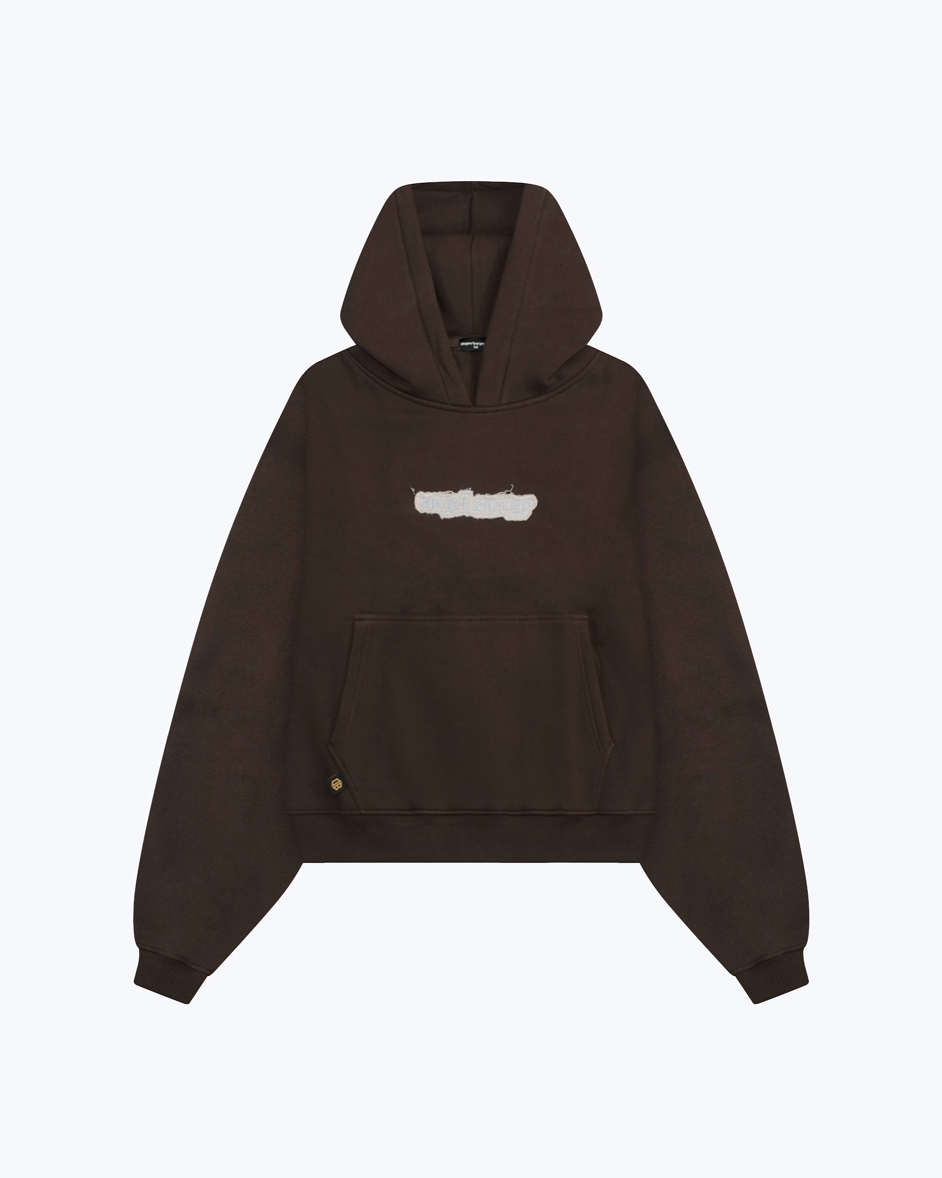 Brown 555 angel number hoodie by Dope Beyond, fabric detail