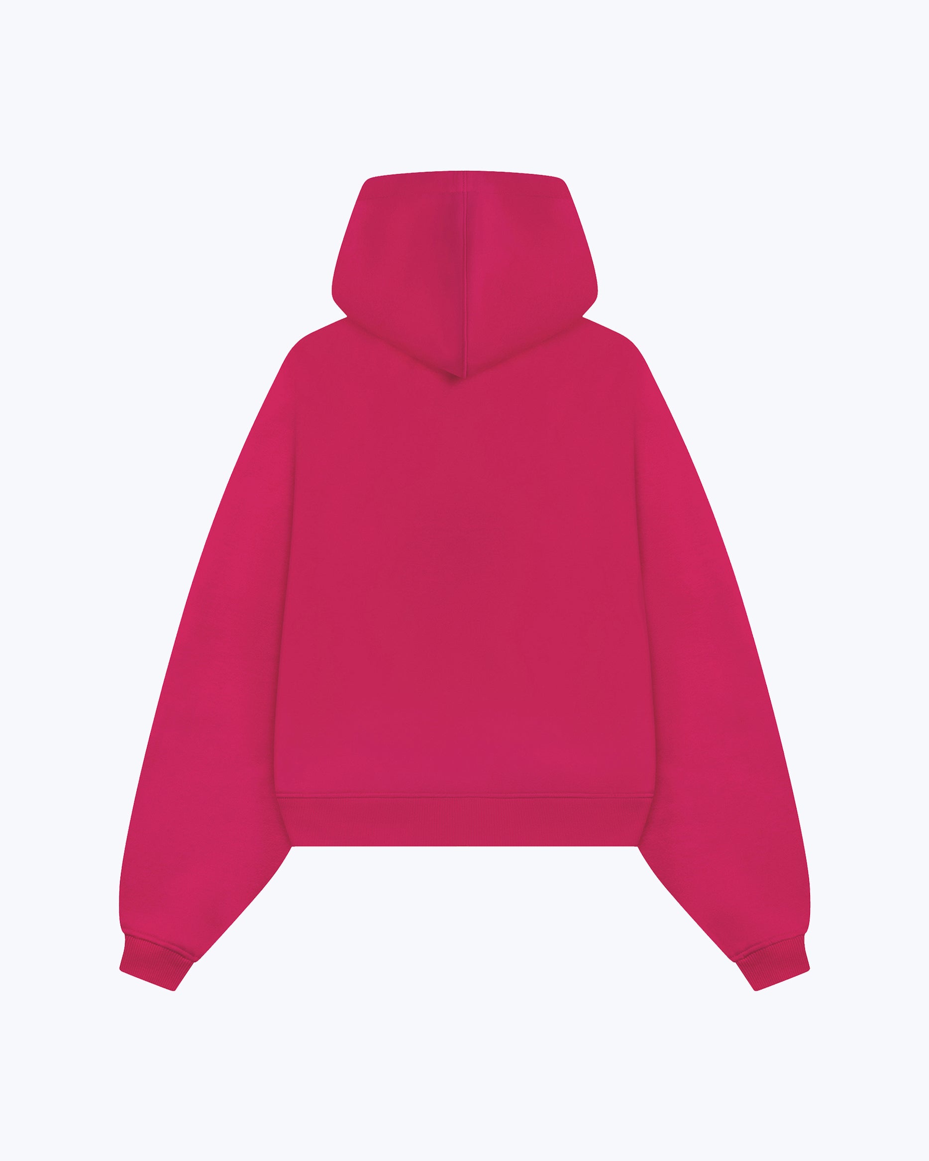 Bright pink streetwear hoodie, back view, dopebeyond high-frequency apparel