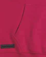 Bright pink hoodie with dopebeyond logo patch and kangaroo pocket, streetwear fashion
