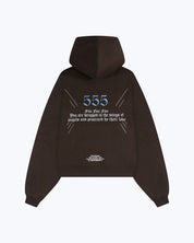 Brown 555 angel number hoodie by Dope Beyond, oversized streetwear fit
