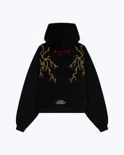 Black 777 lightning graphic hoodie by Dope Beyond, oversized streetwear fit