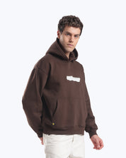 Brown 555 angel number hoodie by Dope Beyond, on model back