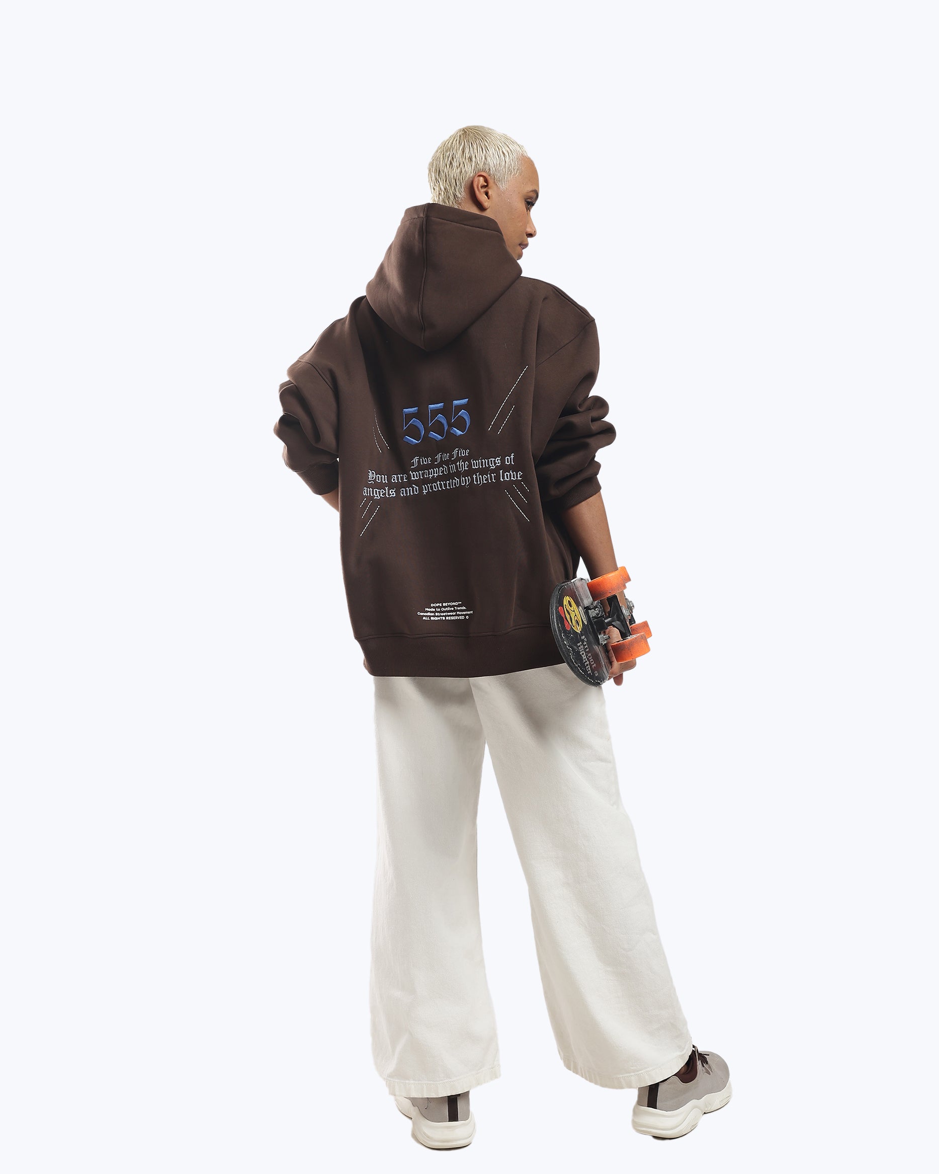 Signature 555 Angel Number Hoodie – Brown – dopebeyond