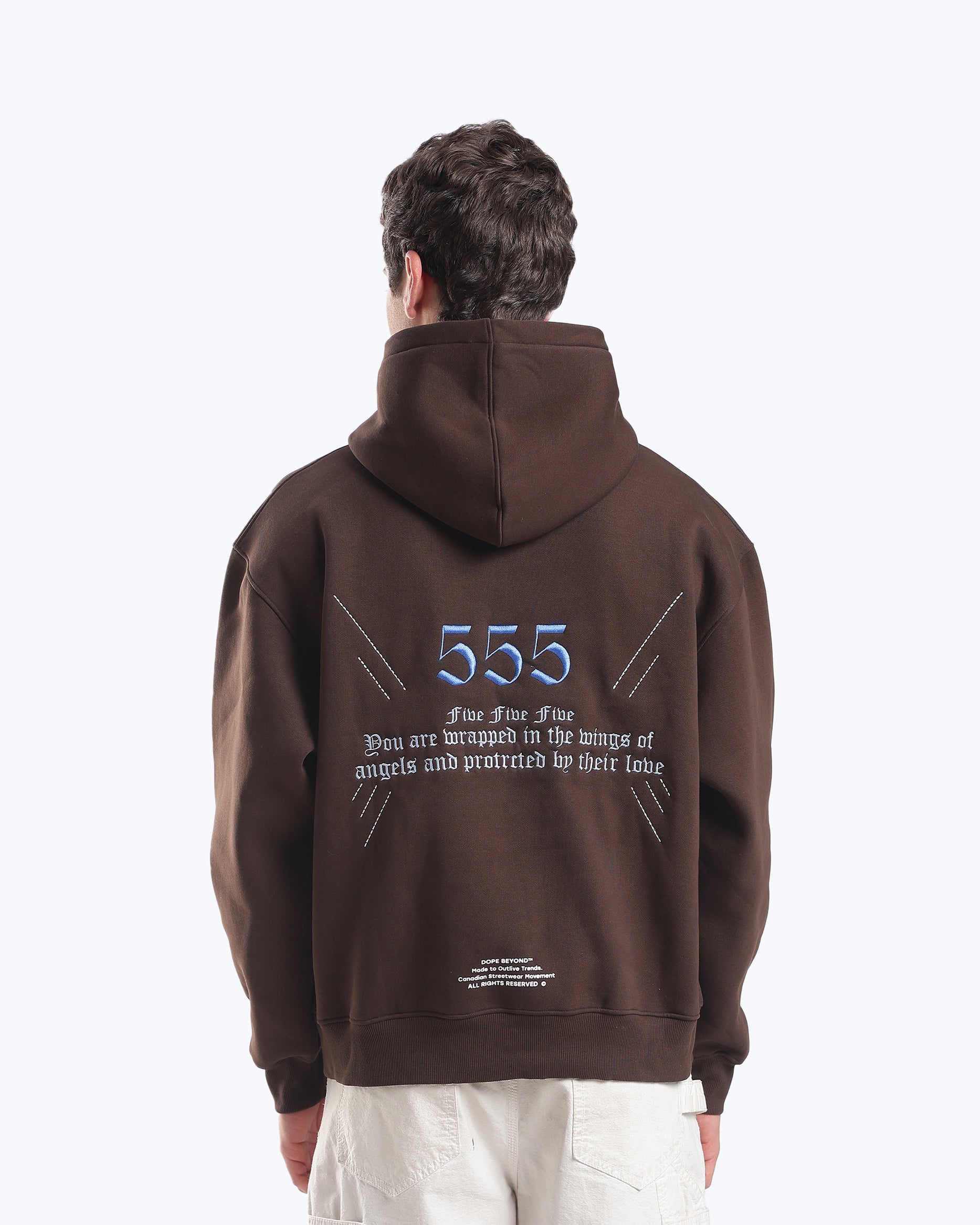 Signature 555 Angel Number Hoodie – Brown – dopebeyond