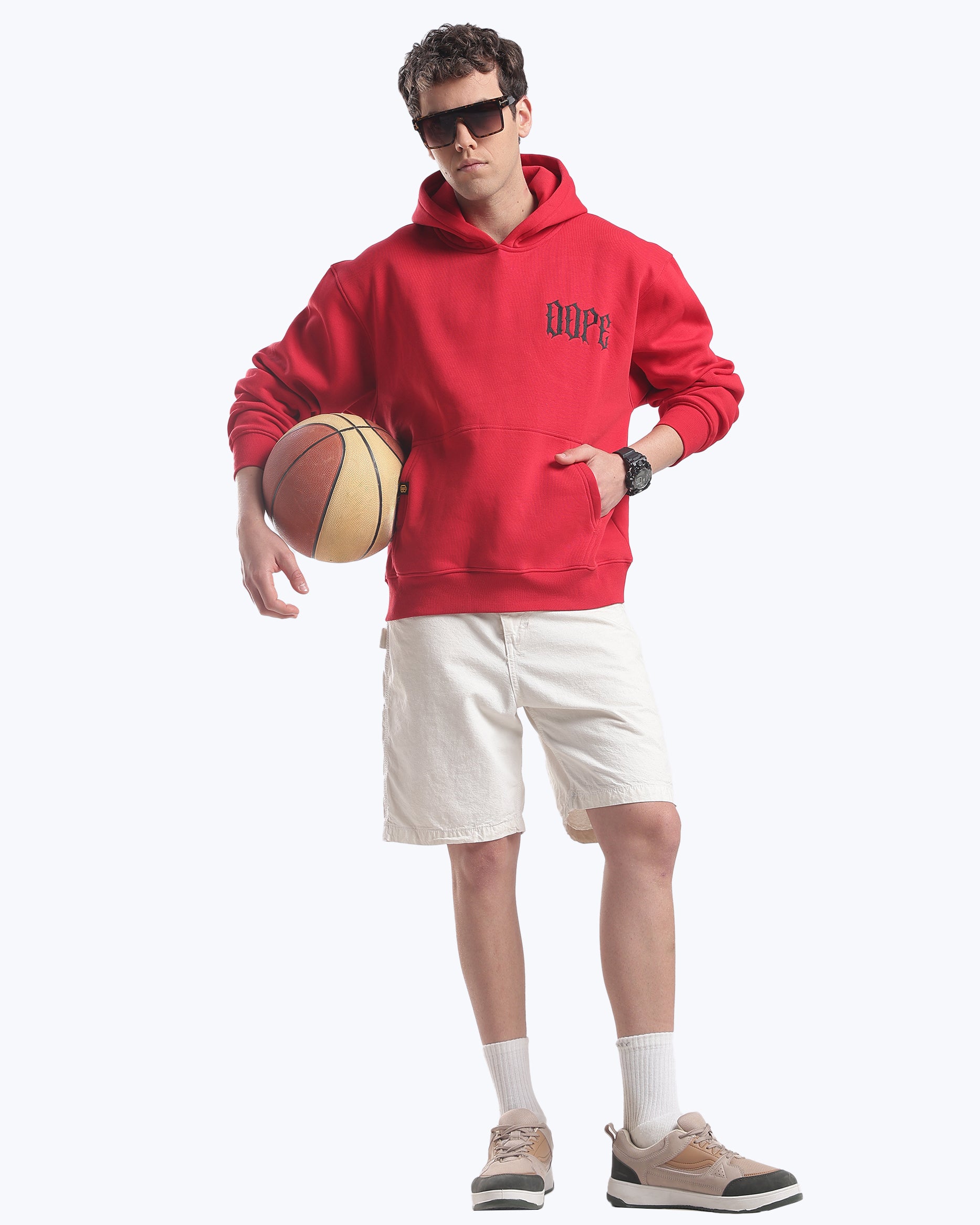 Red 222 angel number hoodie by Dope Beyond, front view