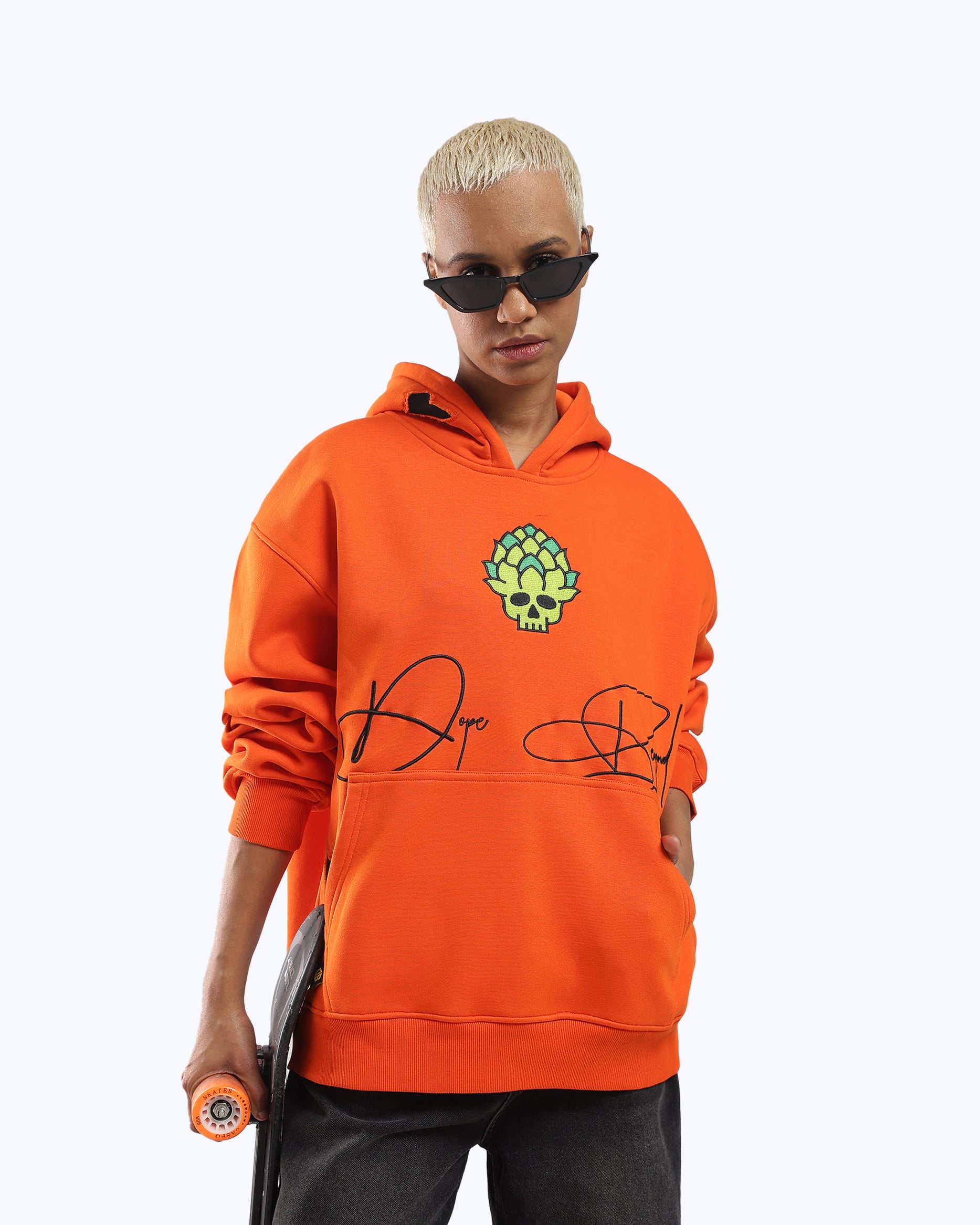 Skull in Bloom Hoodie, Orange Graphic | Dope Beyond – dopebeyond