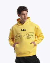 Yellow 444 angel number hoodie by Dope Beyond, front view