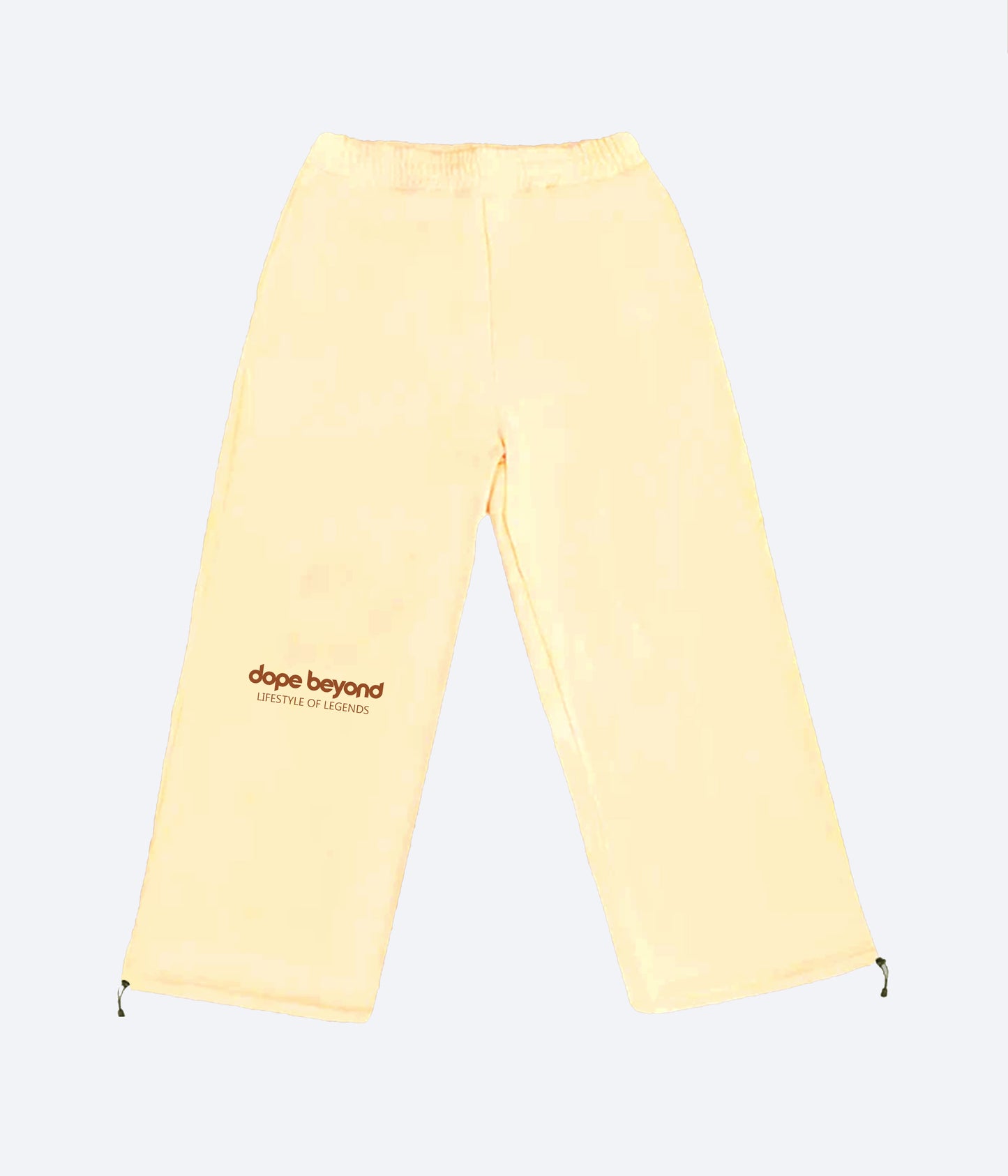 Dopebeyond Beige joggers pant with dope beyond logo and Lifestyle of legends - Joggers Pant branding