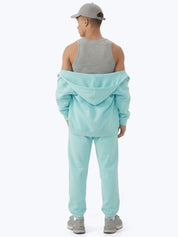 Aqua blue Signature heavyweight joggers by Dope Beyond – back view on male model