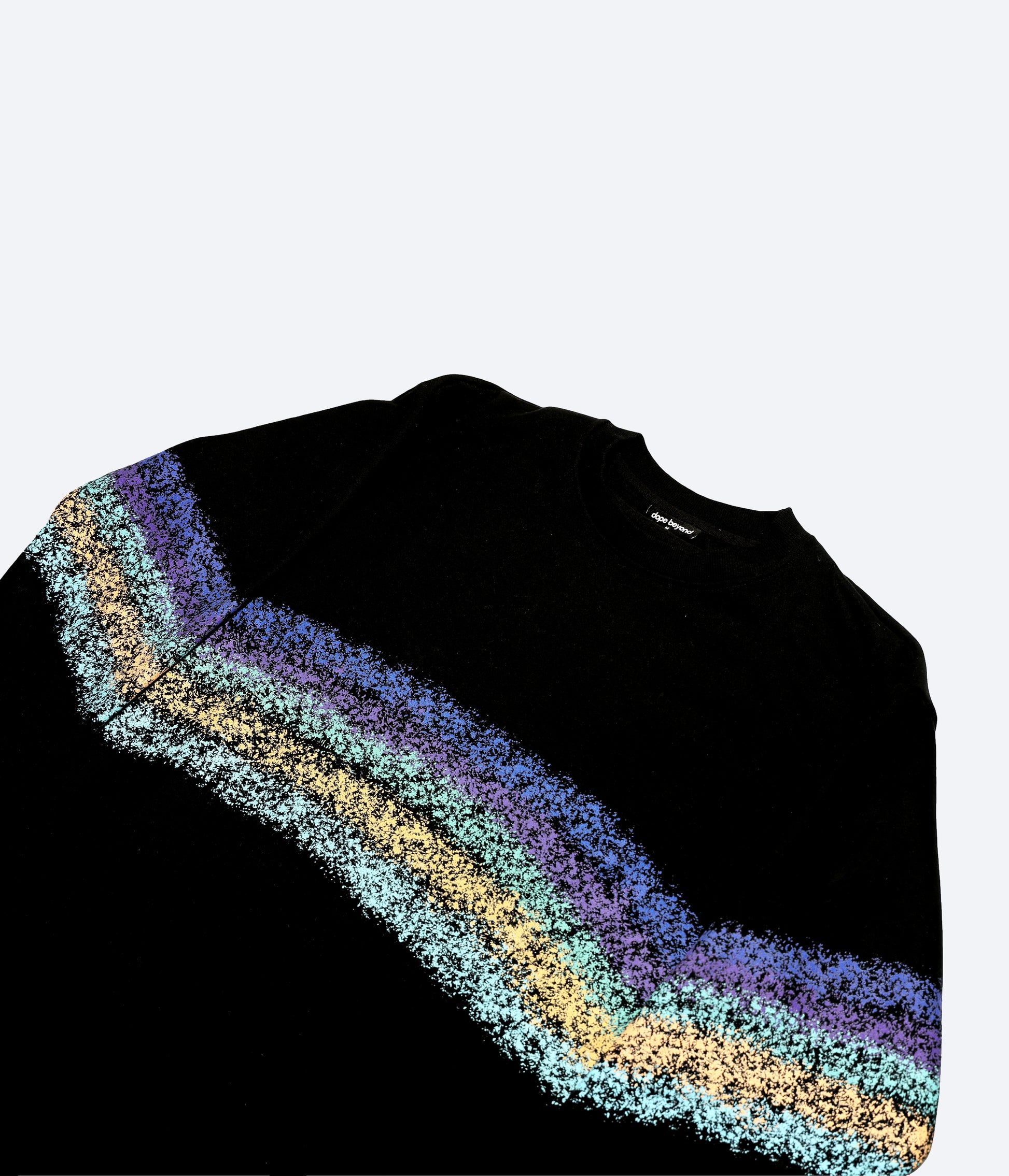 Dope Beyond Crewneck Sweatshirt with colorful textured stripes across the chest and sleeves