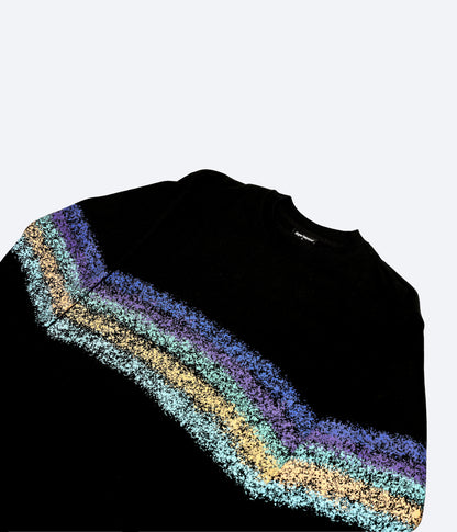 Dope Beyond Crewneck Sweatshirt with colorful textured stripes across the chest and sleeves