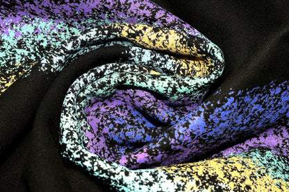 Close-up of colorful textured fabric detail on Dope Beyond Crewneck Sweatshirt in black