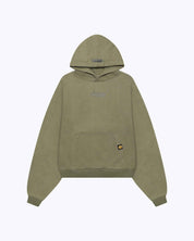 Olive green Legends oversized heavyweight hoodie by Dope Beyond, hood detail