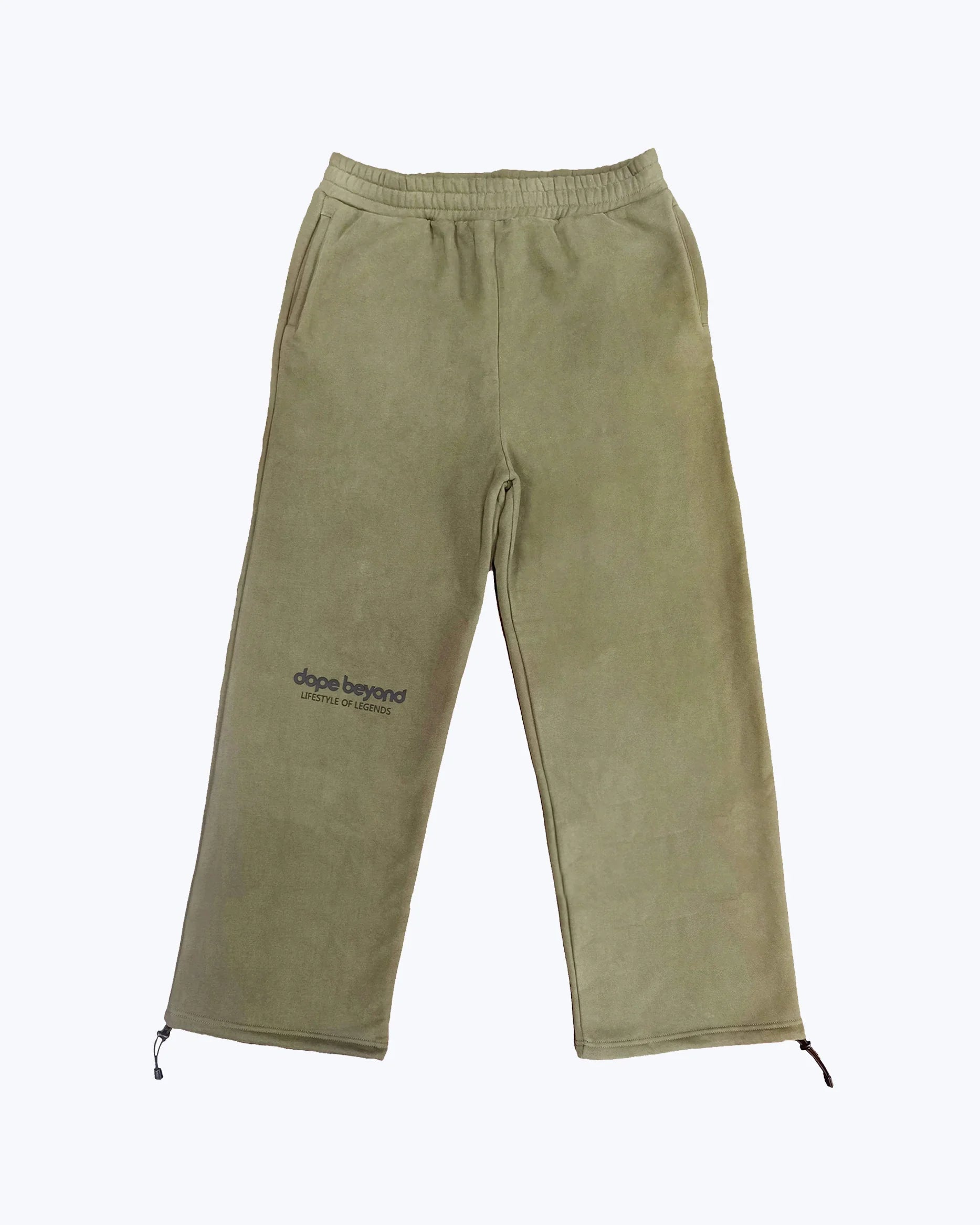 dopebeyond olive green jogger pants with side pockets and logo, streetwear style