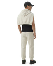 Ecru melange Signature heavyweight joggers by Dope Beyond – back view on male model