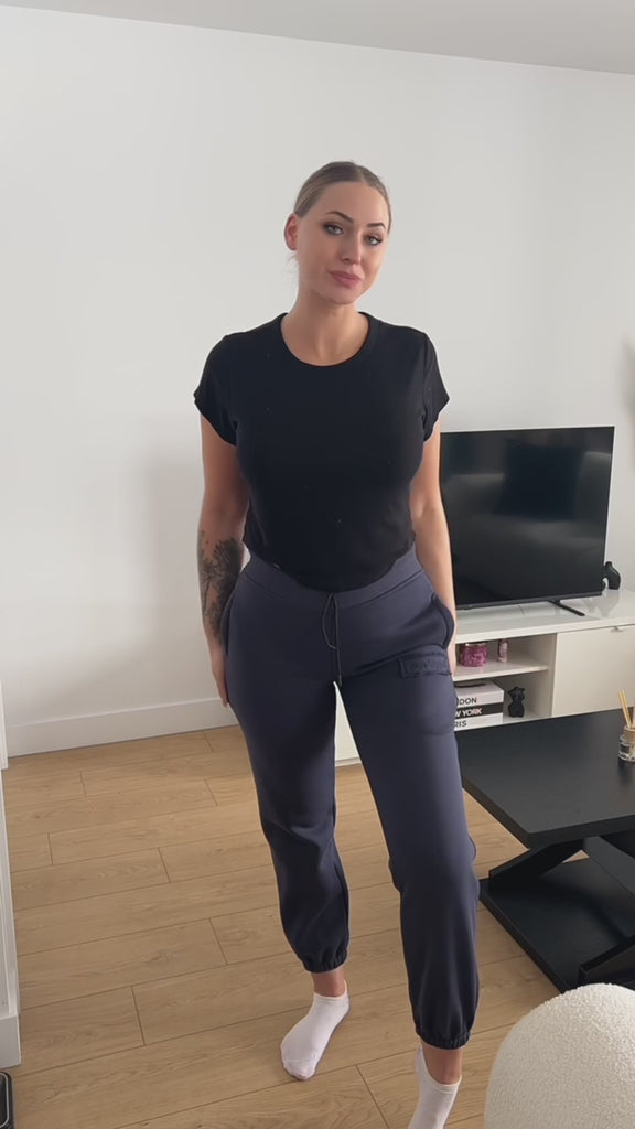 Ink navy Signature heavyweight joggers by Dope Beyond – video on female model