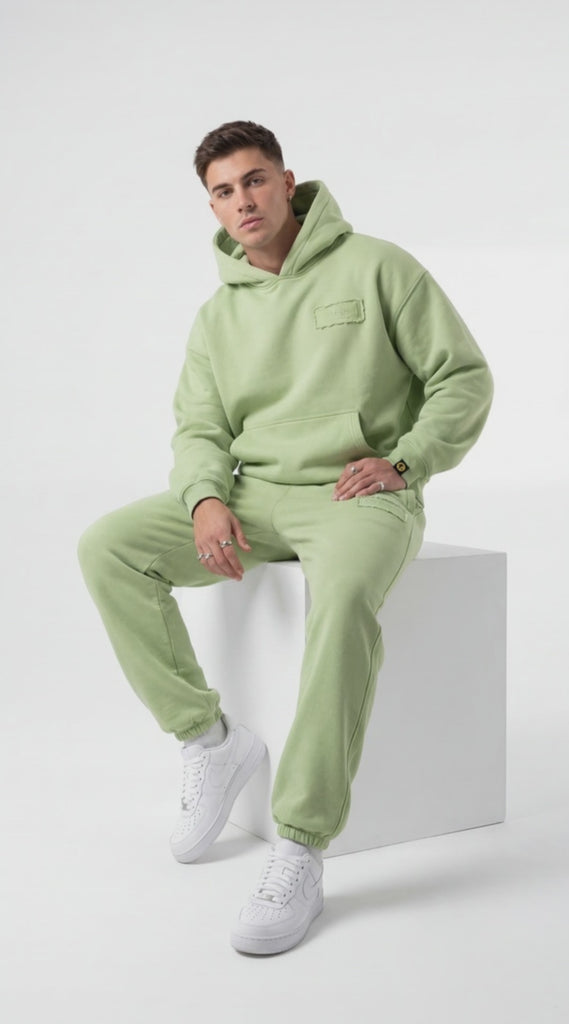 Mint green Signature heavyweight hoodie by Dope Beyond – studio video on male model
