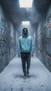 Aqua blue Signature heavyweight hoodie by Dope Beyond – video on male model
