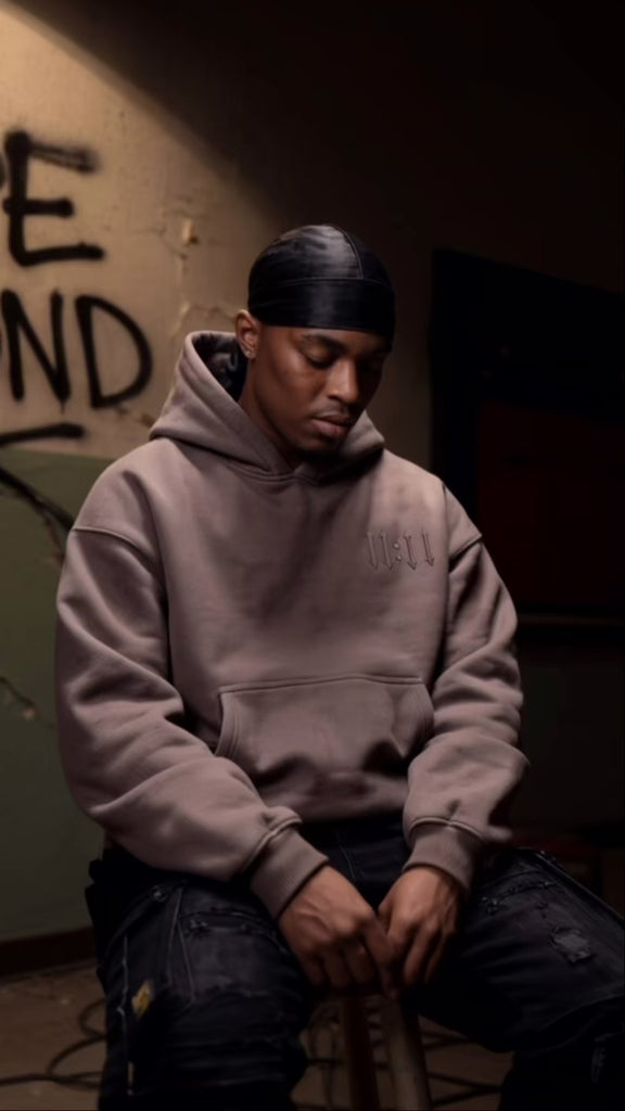 Grey 11:11 angel number hoodie by Dope Beyond – lifestyle video on male model