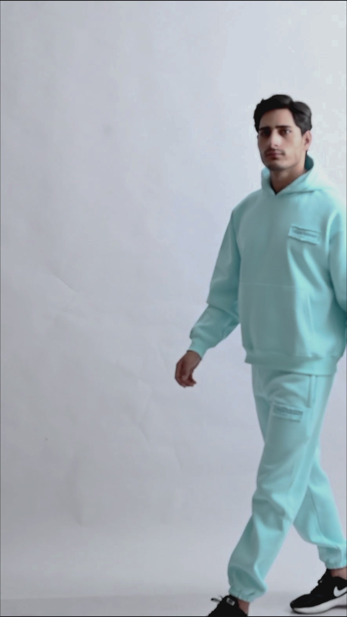 Aqua blue heavyweight hoodie and joggers by Dope Beyond – video on male model