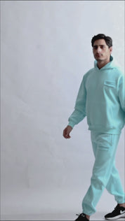 Aqua blue heavyweight hoodie and joggers by Dope Beyond – video on male model