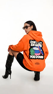 Orange Skull in Bloom hoodie by Dope Beyond – back view on female model